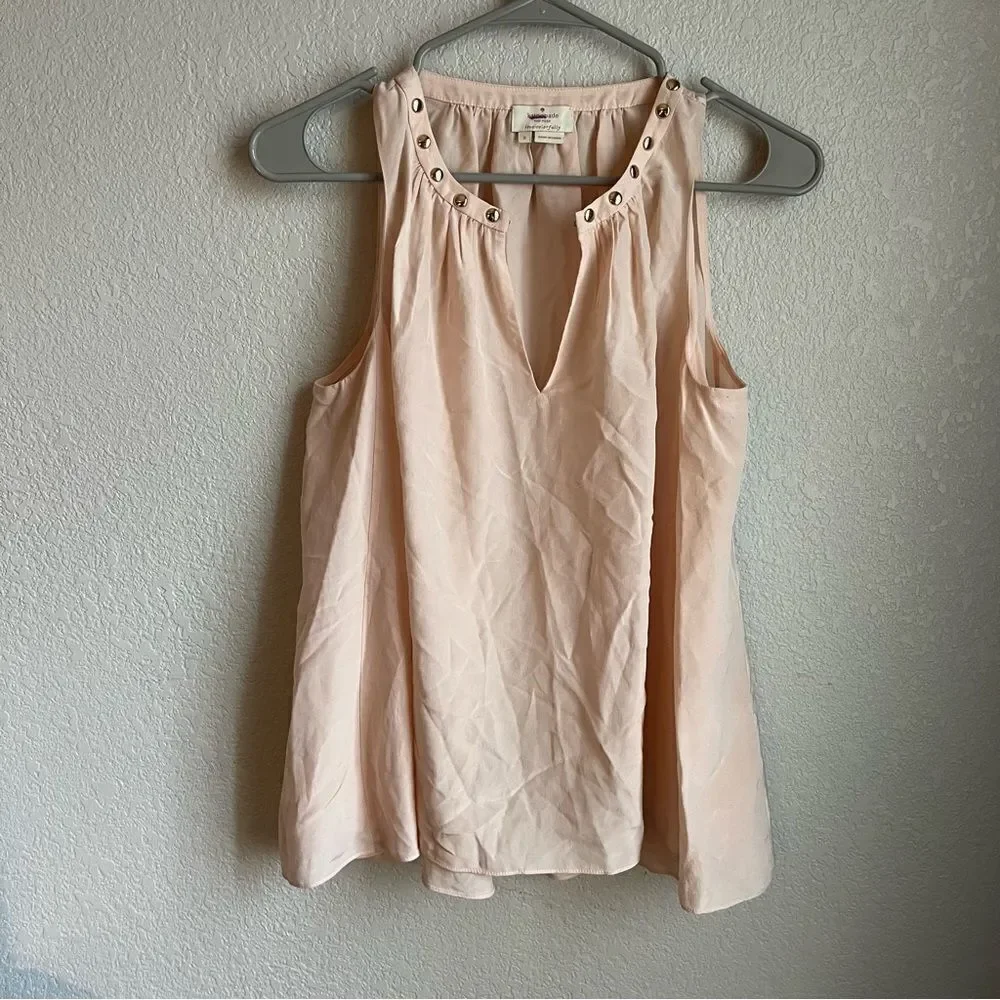 kate spade Blush Pink Sleeveless Studded Neck Blouse